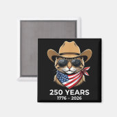 アメリカ国旗250周年記念USAシャツ猫7月4日 マグネット (正面/裏面)