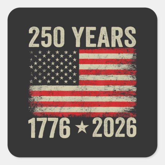 アメリカ国旗250周年 1776-2026 スクエアシール (正面)