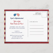 アメリカ国旗3家族の写真7月4日祝 インビテーションポストカード (裏面)