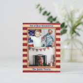 アメリカ国旗3家族の写真7月4日祝 インビテーションポストカード (スタンド正面)