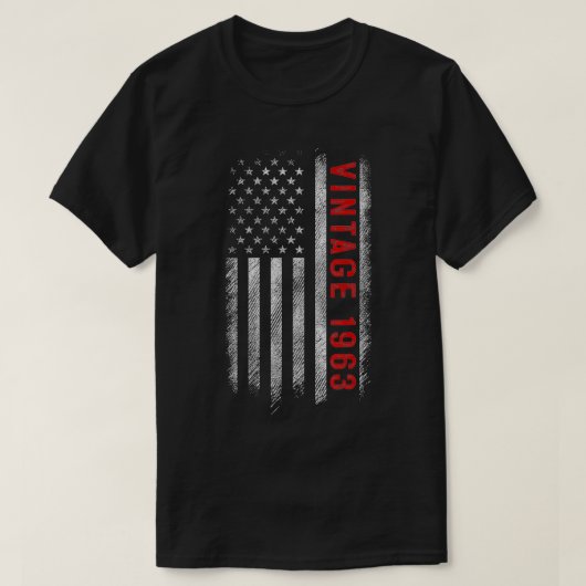 アメリカ国旗60歳ヴィンテージ1963 60誕生 Tシャツ (デザイン正面)