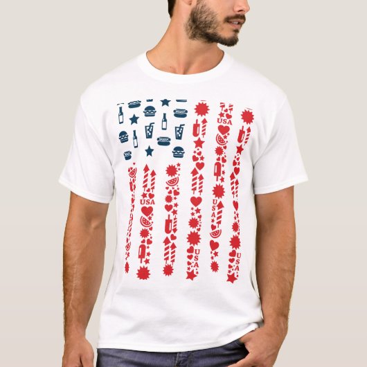 アメリカ国旗7月4日ピクニック Tシャツ (正面)