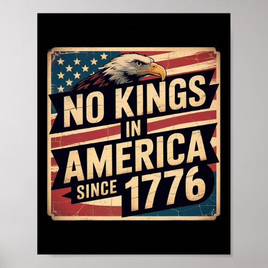 アメリカ国旗7月4日Decor No Kings In America Si ポスター (正面)