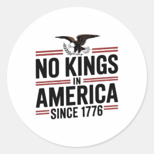 アメリカ国旗7月4日Decor No Kings In America Si ラウンドシール