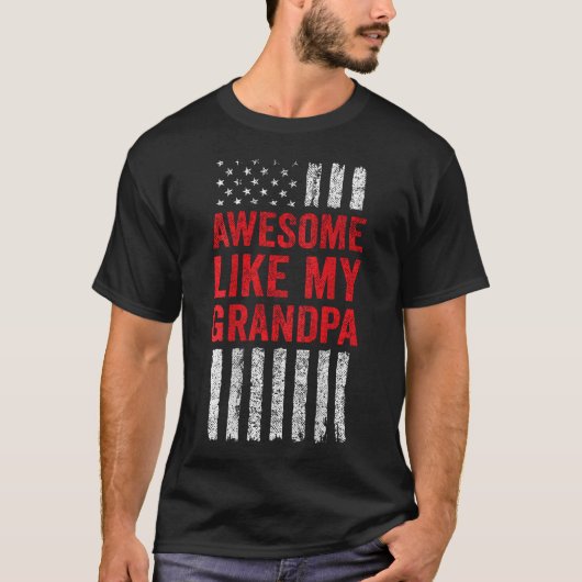 アメリカ国旗 お孫さん 孫娘 孫息子 かっこいい お気に入り Tシャツ (正面)