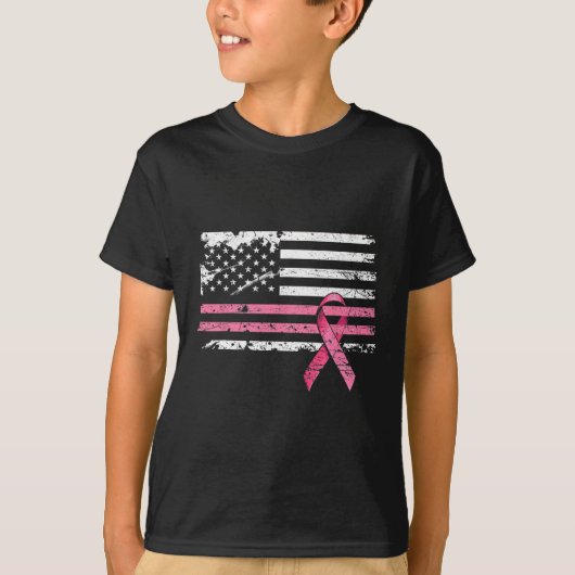 アメリカ国旗 がんTシャツ 乳がん啓発 Tシャツ (正面)