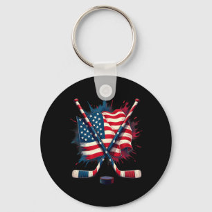 アメリカ国旗 アイスホッケー キーホルダー
