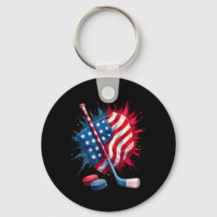 アメリカ国旗 アイスホッケー キーホルダー