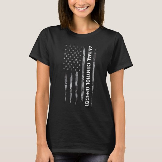 アメリカ国旗 アニマルコントロール オフィサー 星条旗 Tシャツ (正面)