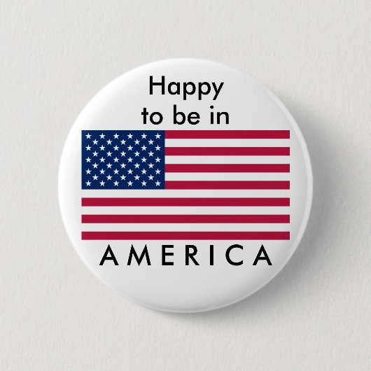 アメリカ国旗、アメリカに幸せ 缶バッジ (正面)