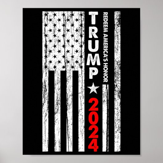 アメリカ国旗 アメリカの名誉を取り戻せ トランプ 2024 ポスター (正面)