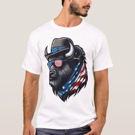 アメリカ国旗 アメリカンバイソン 7月4日 少年 男性 Tシャツ