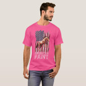 アメリカ国旗 アメリカンペイントホース 愛好家 乗馬 Tシャツ (正面フル)