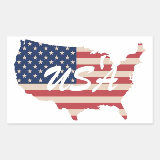 アメリカ国旗 アメリカ合衆国 マップ 7月4日 長方形シール (正面)