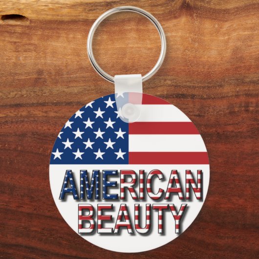アメリカ国旗 – アメリカ美しいキーリング キーホルダー (正面)