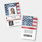 アメリカ国旗 アメリカ カスタム 社員 写真 名前 バッジ (正面＆裏面)
