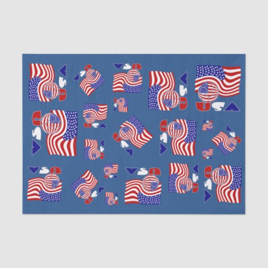 アメリカ国旗 アメリカ サッカー ボール 青い背景 薄葉紙 (正面)