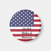 アメリカ国旗&アメリカ – 旅行・スポーツファン マグネット (正面)