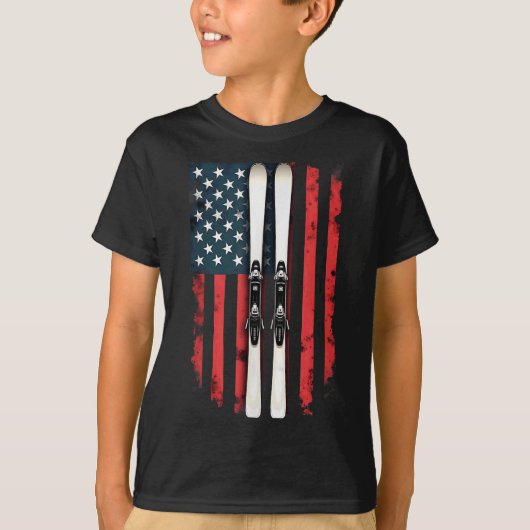 アメリカ国旗 アルペンスキー スキーヤー _6 Tシャツ (正面)