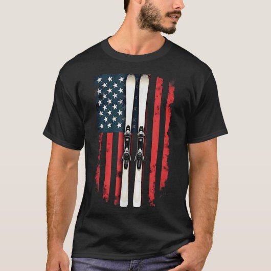 アメリカ国旗 アルペンスキー スキーヤー _6 Tシャツ (正面)
