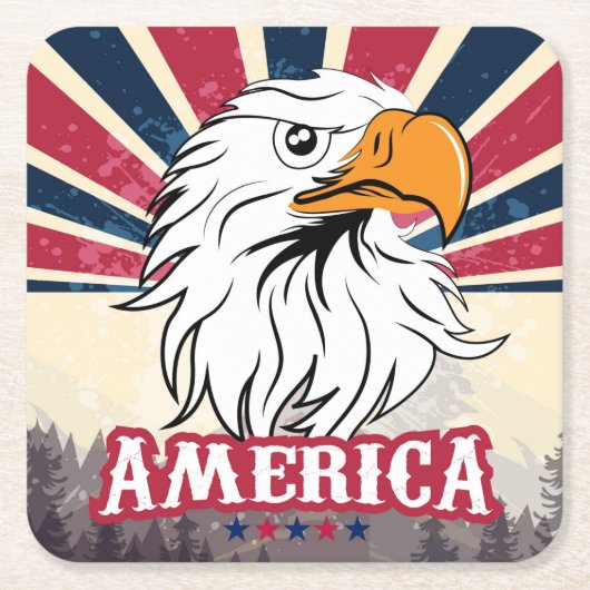 アメリカ国旗/イーグルコースターセット スクエアペーパーコースター (正面)