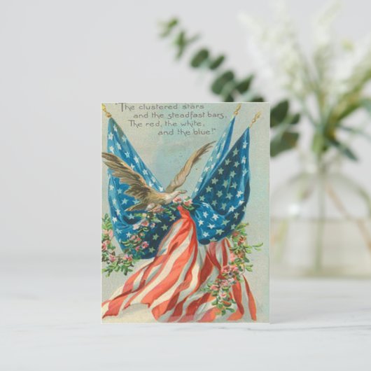 アメリカ国旗 イーグル ローズ メモリアルデー ポストカード (スタンド正面)