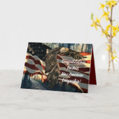 アメリカ国旗 イーグル 米国市民権 カード (黄色い花)