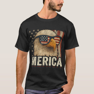 アメリカ国旗 イーグル 7月4日 アメリカ合衆国 白頭鷲 Tシャツ