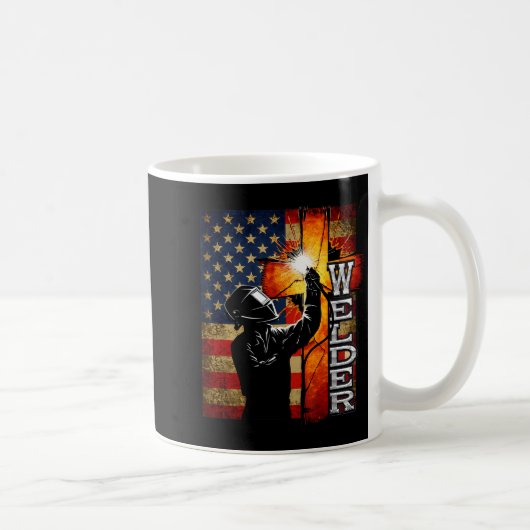 アメリカ国旗 ウェルダー 溶接 信仰 十字架 キリスト教 コーヒーマグカップ (右)