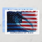 アメリカ国旗 ウェーブ ハワイアン パーティー 誕生日 招待状 (正面/裏面)