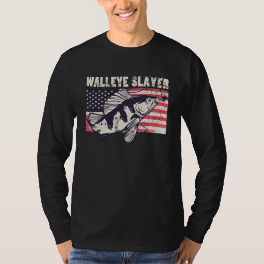 アメリカ国旗 ウォレイ殺し屋 アウトドアマン 釣り人 Tシャツ (正面)