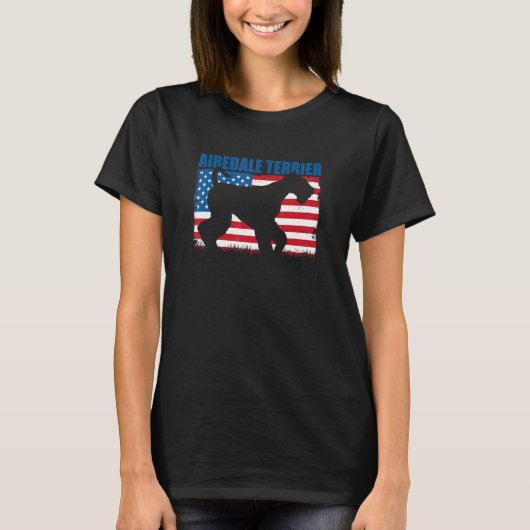 アメリカ国旗 エアデールテリア Tシャツ (正面)