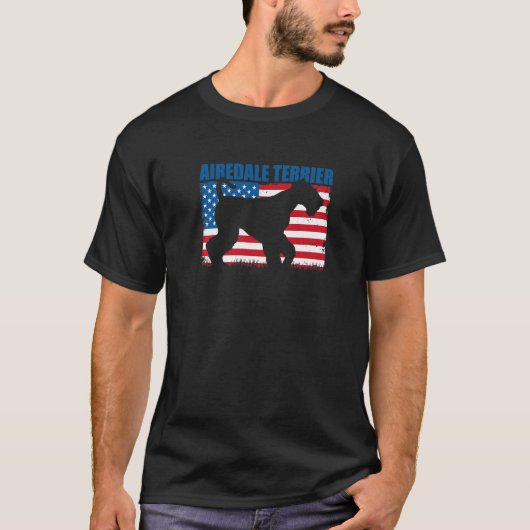 アメリカ国旗 エアデール・テリア Tシャツ (正面)