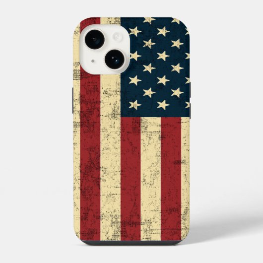 アメリカ国旗 エイジド ディストressed iPhoneケース (裏面)