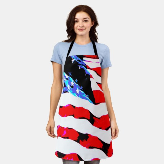 アメリカ国旗 エプロン (着用した状態)