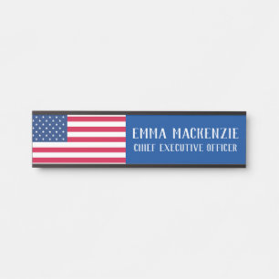 アメリカ国旗 オフィスドアサイン 名前プレート サインプレート