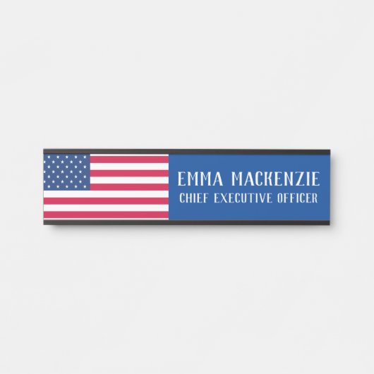 アメリカ国旗 オフィスドアサイン 名前プレート サインプレート (正面)