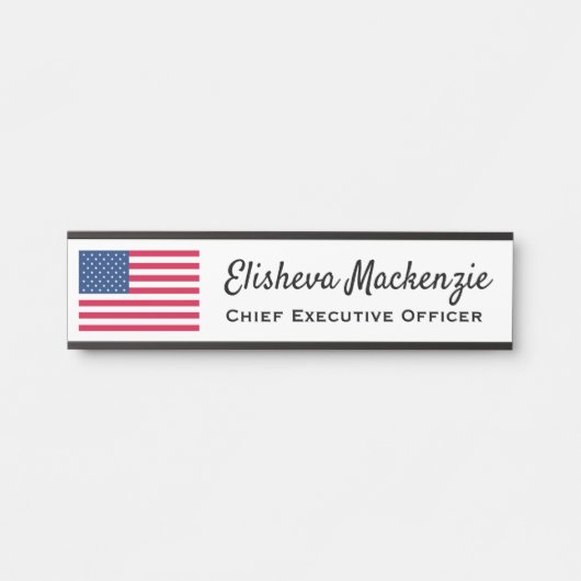 アメリカ国旗 オフィス ネームプレート ドアサイン (正面)