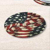 アメリカ国旗 – カモフラージュby Shirley Taylor ラウンドペーパーコースター (アングル)