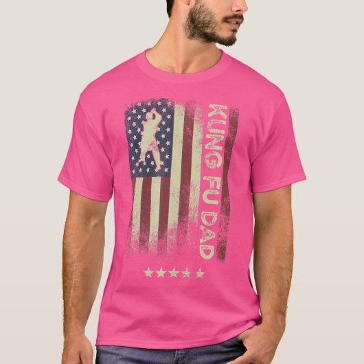 アメリカ国旗 – カンフーパパ Tシャツ (正面)