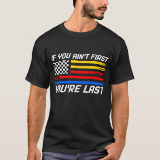アメリカ国旗 カー レーシング 一位じゃないなら意味ない Tシャツ