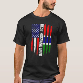 アメリカ国旗&ガンビア最高の旗夫エバーファミ Tシャツ