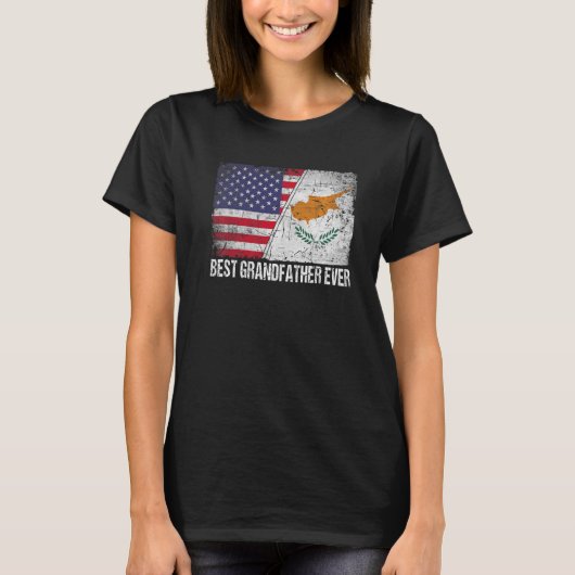アメリカ国旗・キプロス国旗の最高の祖父まで Tシャツ (正面)