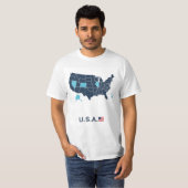 アメリカ国旗 グラフィック マップ 愛国的な  Tシャツ (正面フル)