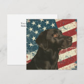 アメリカ国旗 グランジ ブラックラブラドール フラットカード (正面/裏面)