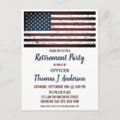アメリカ国旗 グランジ ミリタリー ポリス 退職祝い インビテーションポストカード (正面)