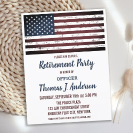アメリカ国旗 グランジ ミリタリー ポリス 退職祝い インビテーションポストカード