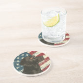 アメリカ国旗 グランジ 黒ラブラドール・レトリーバー コースター (側面)