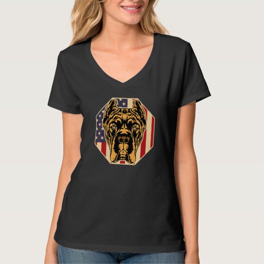 アメリカ国旗 ケーン コルソ 女性 愛犬家 母 1 Tシャツ (正面)
