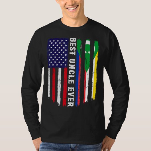 アメリカ国旗&コモロ最高のス国旗Ungul Ever Famil Tシャツ (正面)